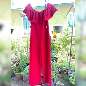 Almost Famous Other - Red Off the Shoulder jumpsuit size Medium Almost Famous Other - Red Off the Shoulder jumpsuit size Medium